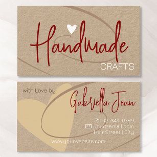 Handmade Crafts Calligraphy Signature Red Heart Business Card