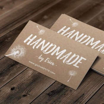 Handmade Crafts Elegant Dandelion Rustic Kraft Business Card by cardfactory at Zazzle