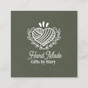 Handmade crafts Green paper rustic calling card