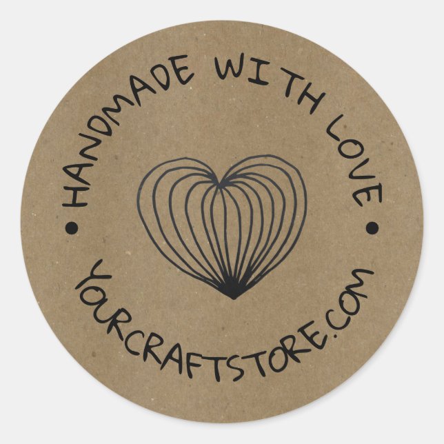 Handmade Crafts Heart Classic Round Sticker (Front)