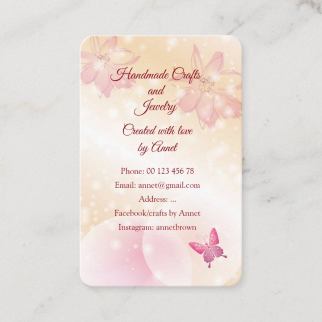 Handmade crafts & jewelry business card (Front)