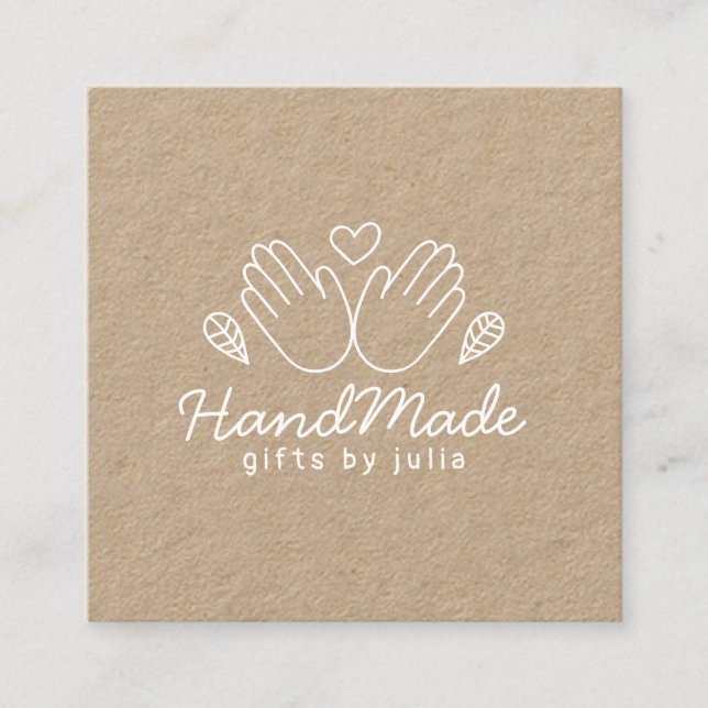 Handmade crafts modern brown kraft paper rustic calling card (Front)