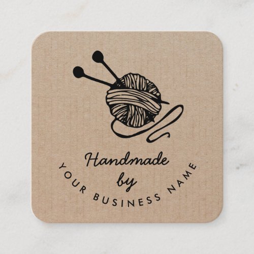Handmade crafts modern knitting kraft paper rustic square business card