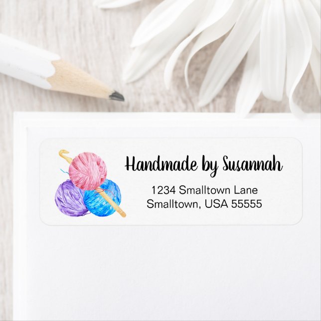 Handmade Crochet Business Return Address Label (Insitu)