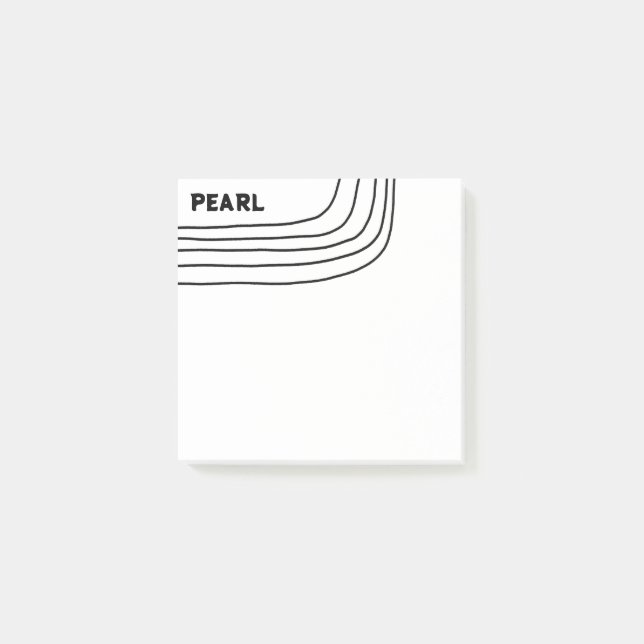 Handmade Curve Lines CUSTOM Monogram Personalized Post-it Notes (Front)