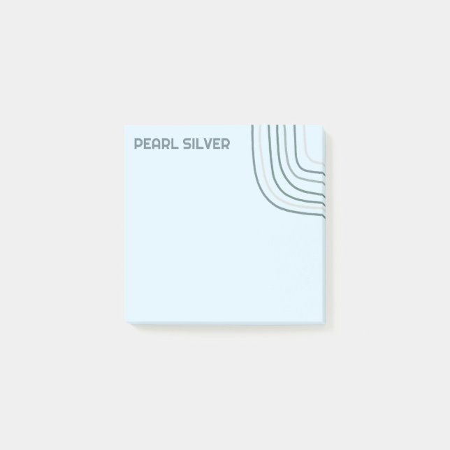 Handmade Curve Lines CUSTOM Monogram Personalized  Post-it Notes (Front)