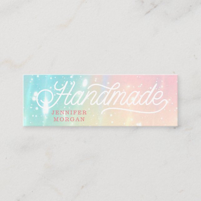 Handmade Cute Script Colorful Business Card (Front)