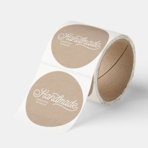 Handmade Cute Script Elegant Kraft Business Classic Round Sticker