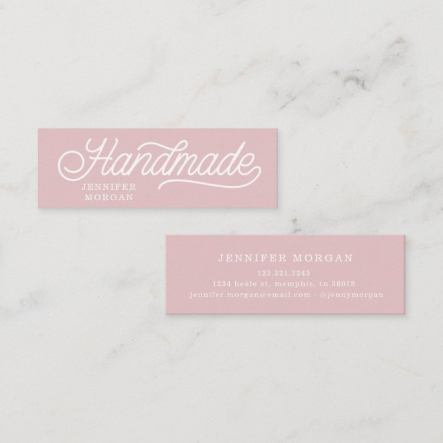 Handmade Cute Script Elegant Monogram Mini Business Card (Front/Back)