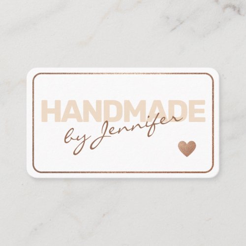Handmade Elegant Simple Rose Gold Style Heart Glam Business Card
