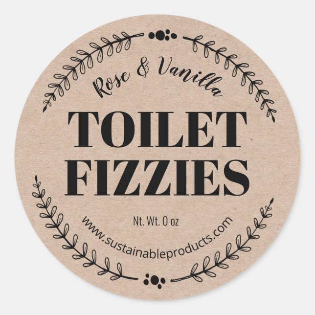 Handmade Fizzy Toilet Cleaning Bomb Labels (Front)