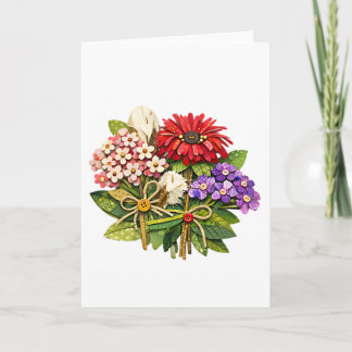 Handmade Flower Bouquet in Mixed Media Card