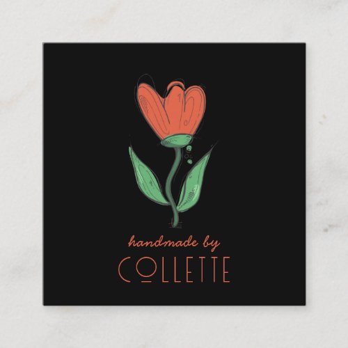 Handmade Flower Logo Artisan Crafts Person Square Business Card