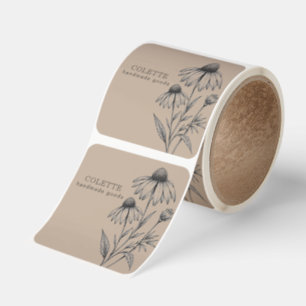 Handmade Flower Logo Kraft Product Label