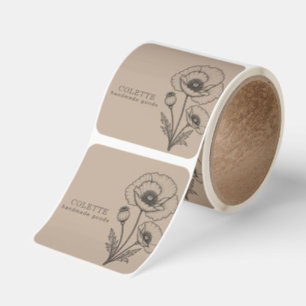 Handmade Flower Logo Kraft Product Label