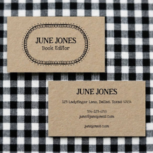 Handmade Font Wonky Chic Custom Whimsical Kraft Business Card