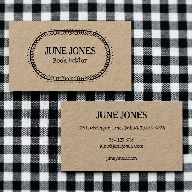 Handmade Font Wonky Chic Custom Whimsical Kraft Business Card (Handmade Font Wonky Chic Custom Logo Whimsical Kraft Business Card
)
