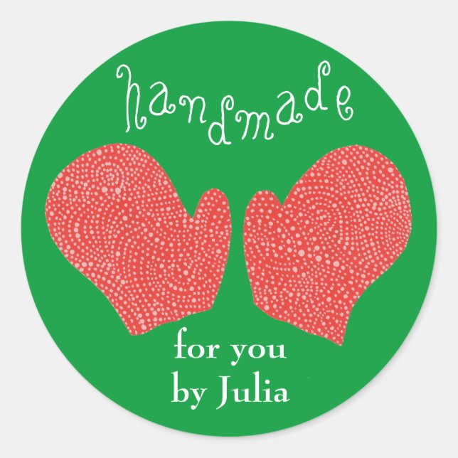 "Handmade For You by (Name)" holiday sticker (Front)