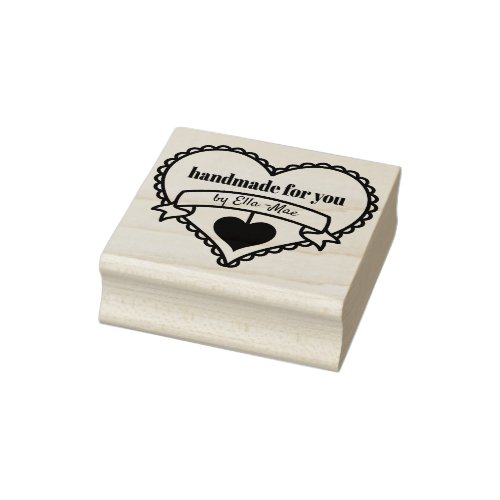 Handmade for You by  Rustic Heart Personalized Rubber Stamp