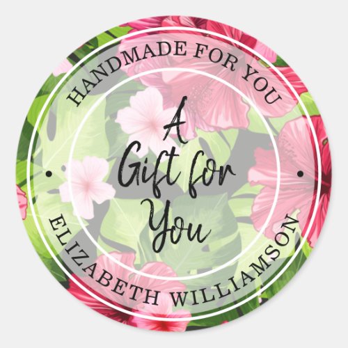 Handmade for You Floral Classic Round Sticker