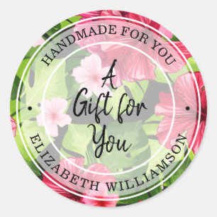 Handmade for You Floral Classic Round Sticker