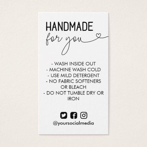 Handmade For You Wash Instructions Social Media
