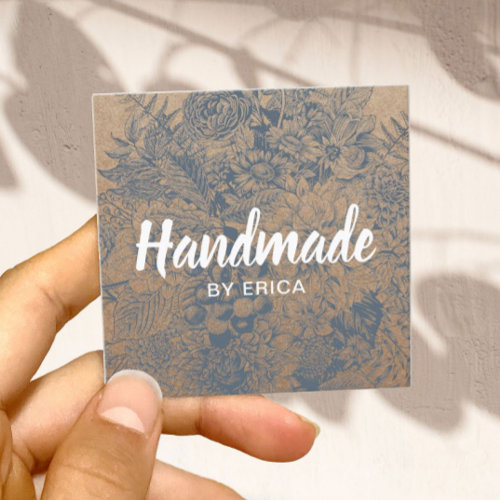 Handmade Gift Vintage Floral Rustic Kraft Square Business Card