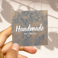 Handmade Gift Vintage Floral Rustic Kraft Square Business Card at Zazzle