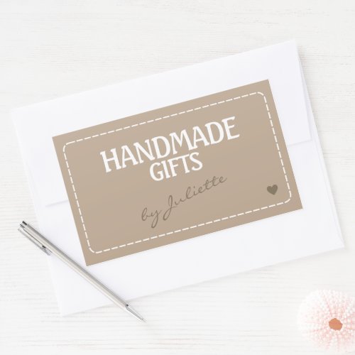 Handmade Gifts Rustic  Sewing Stitches Natural Rectangular Sticker