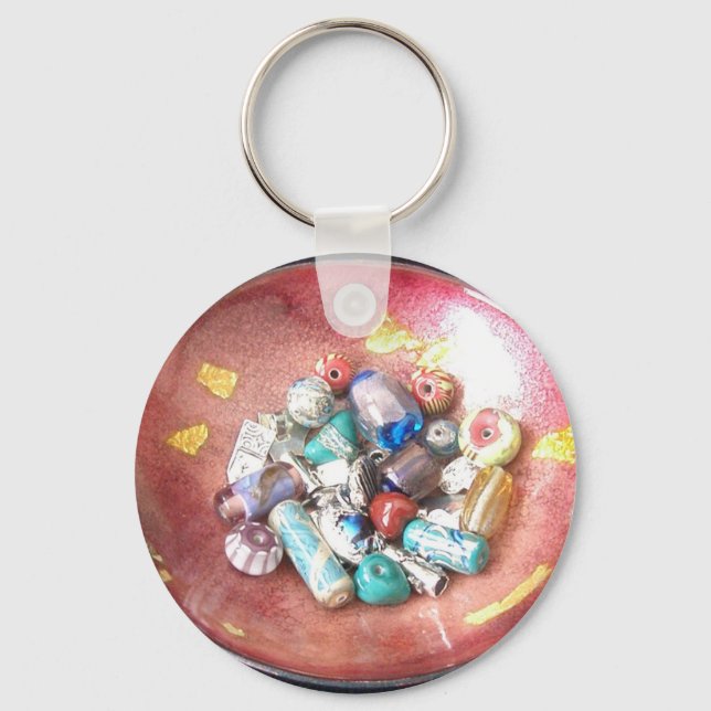 Handmade Glass Beads Keychain (Front)