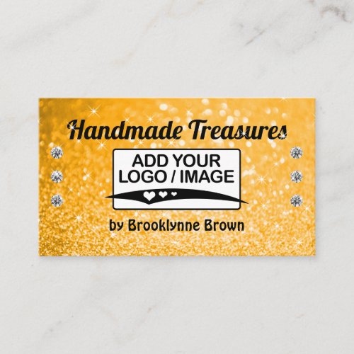 Handmade Golden Glitter Template Stylish Sparkling Business Card
