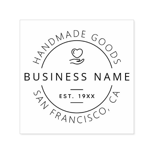 Handmade Goods  Custom Business Name  Location Self_inking Stamp