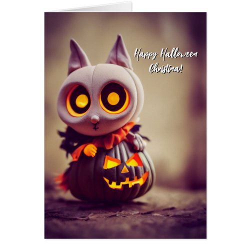 Handmade Halloween Cat Jack o Lantern Doll Figure 
