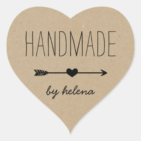 Handmade Heart | Rustic Kraft Look Heart Sticker