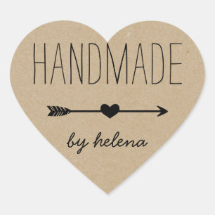 Handmade Heart   Rustic Kraft Look Sticker
