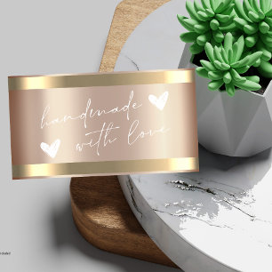 Handmade Hearts Gold Stripe Rose Gold Business Card