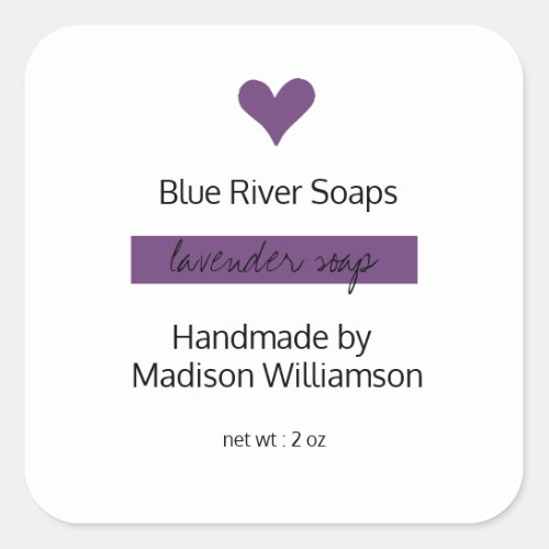 Handmade  Homemade Lavender Soap  company name Square Sticker