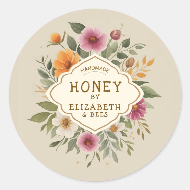 Handmade Honey Classic Round Sticker (Front)