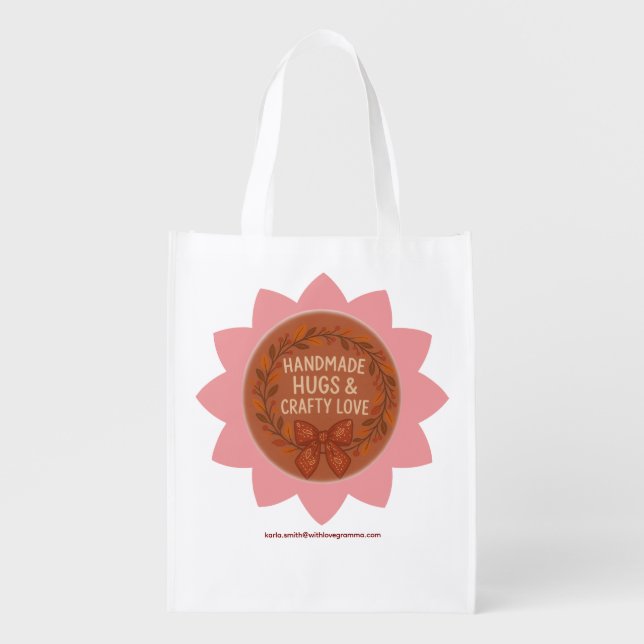 Handmade Hugs T-Shirt Grocery Bag (Front)