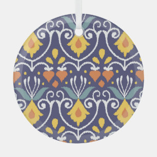 Handmade Ikat: Ethnic Boho Fabric Glass Ornament