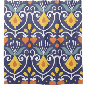 Handmade Ikat: Ethnic Boho Fabric Shower Curtain