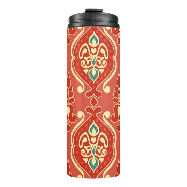 Handmade Ikat: Ethnic Boho Fabric Thermal Tumbler (Front)