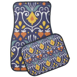 Handmade Ikat fabric. Ethnic seamless pattern. Asi Car Floor Mat