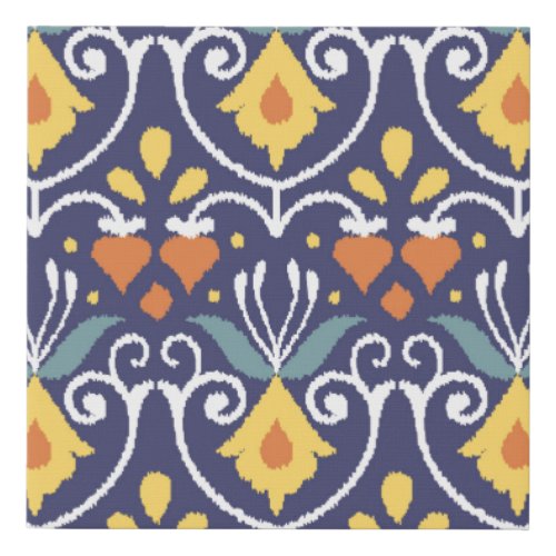 Handmade Ikat fabric Ethnic seamless pattern Asi Faux Canvas Print