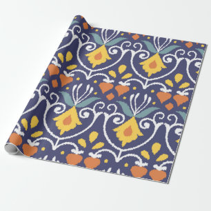 Handmade Ikat fabric. Ethnic seamless pattern. Asi Wrapping Paper