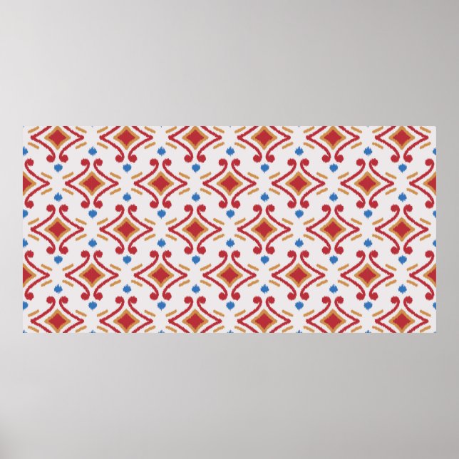 Handmade Ikat fabric. Ethnic seamless pattern. Azt Poster (Front)