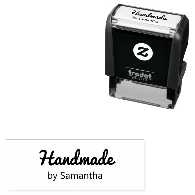Handmade in Cursive Script by Your Name Self-inking Stamp (In Situ)