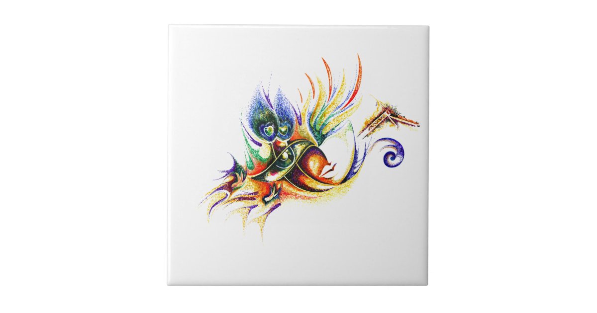 Handmade Ink Drawing of Lord Krishna Tile | Zazzle.com