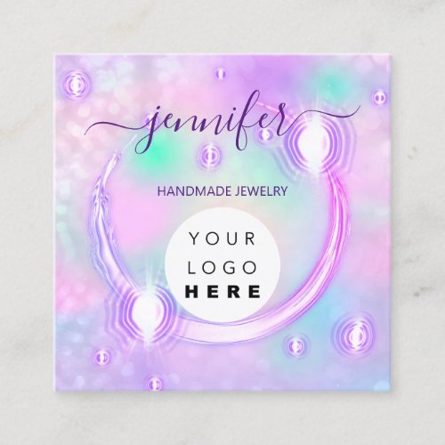 Handmade Jewelry Beauty Shop Futuristic Abstract Square Business Card