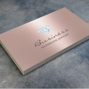 Handmade Jewelry Bright Diamond Blush Rose Gold Business Card